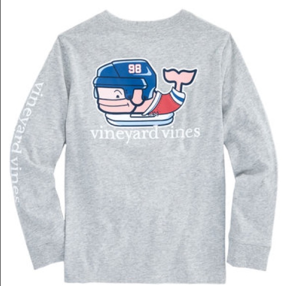 Boys Vineyard Vines Gray Hockey Whale Long Sleeve